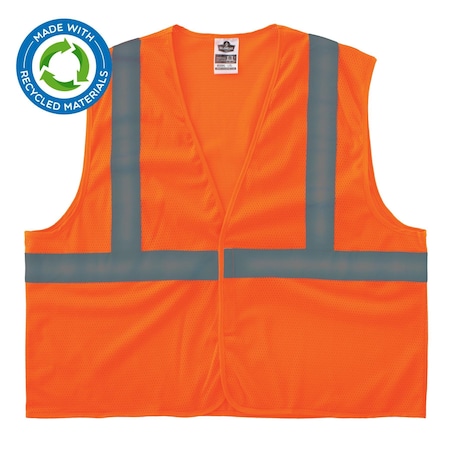 Ergodyne Hi-Vis Safety Vest, 100% recycled polyester, Orange, Size 4XL/5XL 8205HL-ECO